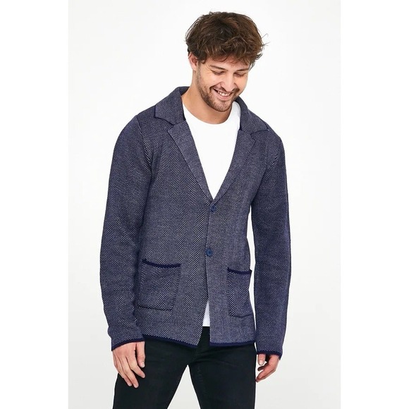 Customellow Knit Button Up Cardigan Sweater Men's 38/00 Preppy Nautical - Picture 1 of 8